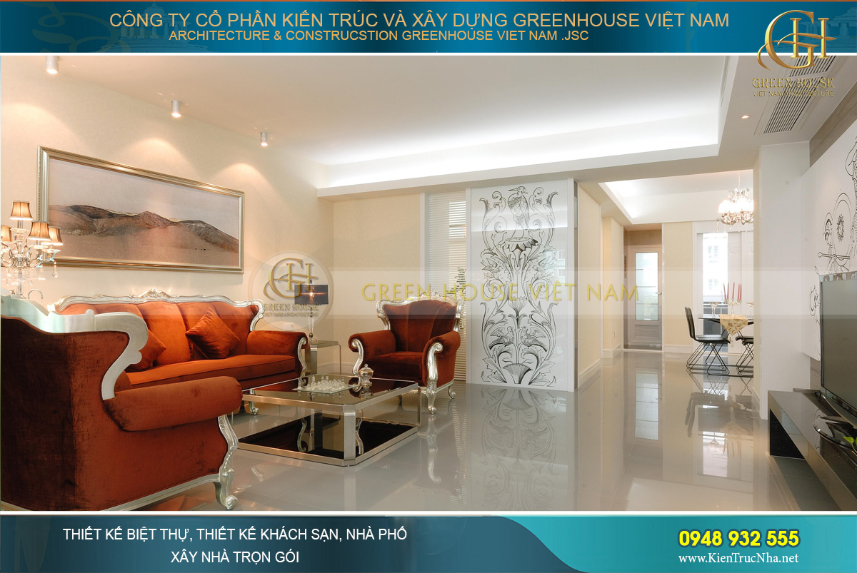 Nội thất phòng khách được thiết kế hài hòa gọn gàng nhưng vẫn mang nét sang trọng