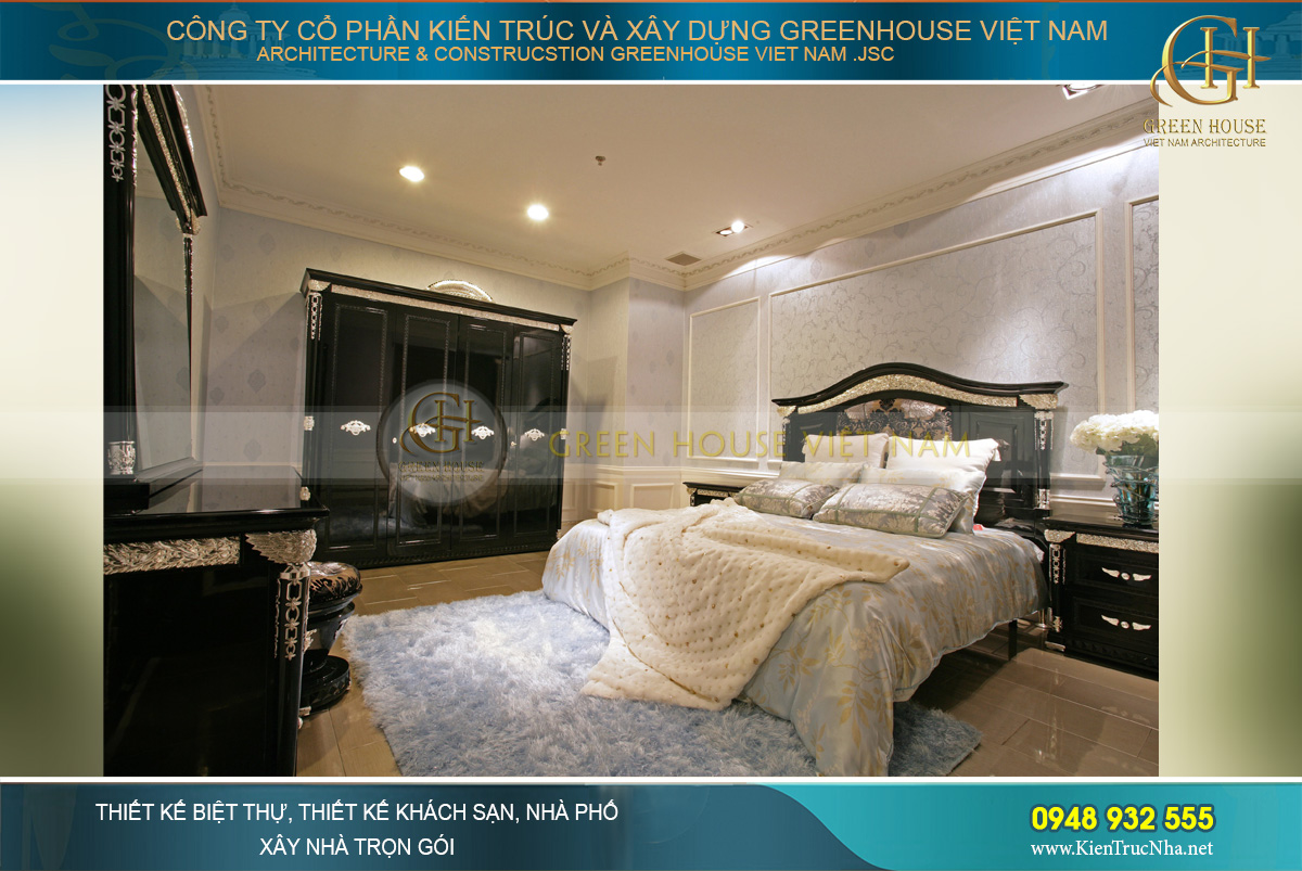 Thiết kế nội thất phòng ngủ căn hộ chung cư cao cấp, hiện đại