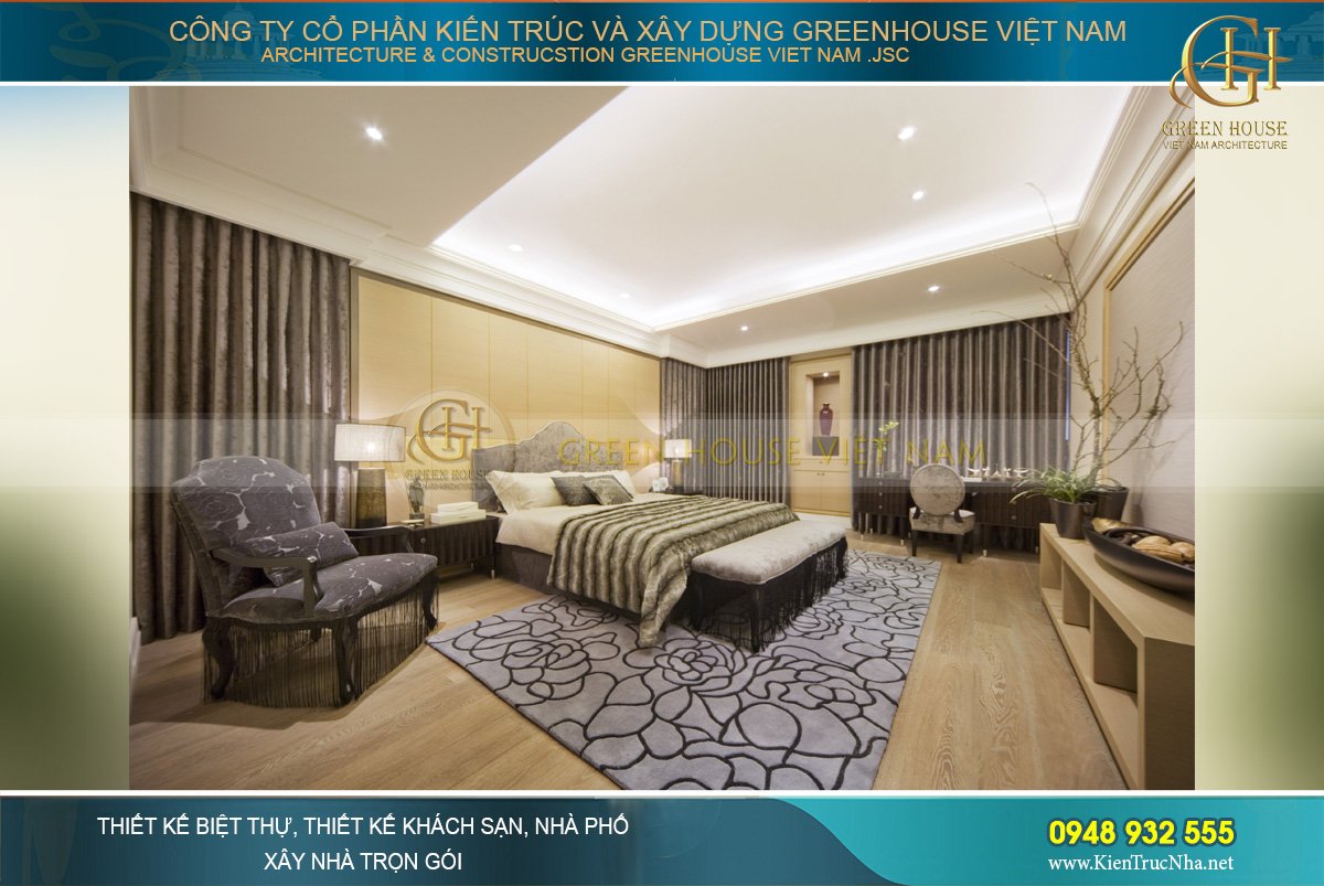 Phòng ngủ ấn tượng với phong cách tân cổ điển sang trọng