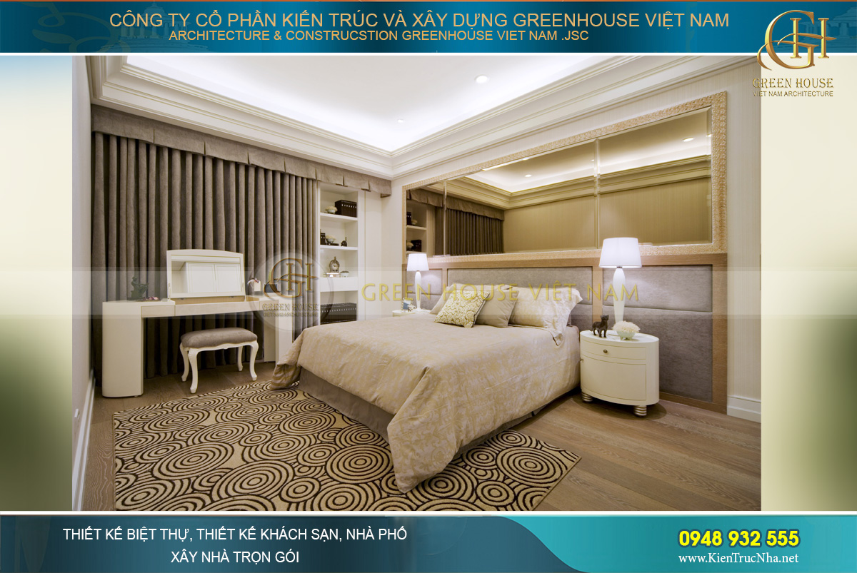 Thiết kế nội thất chung cư với phòng ngủ kín đáo và sang trọng
