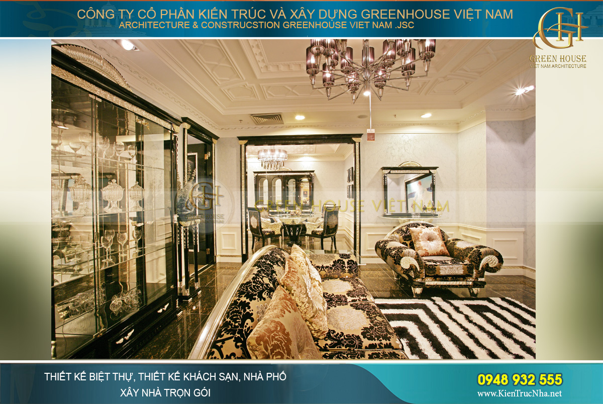 Những đường nét trang trí mạ vàng khiến không gian thêm sang trọng, đẳng cấp