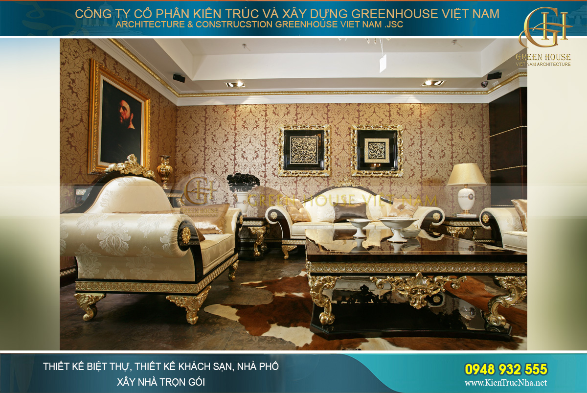 Không gian phòng khách đẹp đẳng cấp với màu sắc lịch lãm cùng thiết kế sang trọng