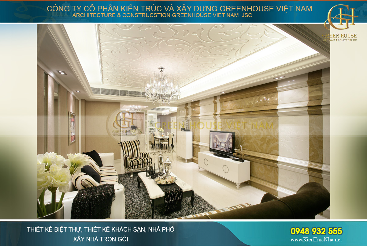 Hệ thống đồ nội thất trong phòng khách không nhiều, nhưng đẳng cấp và đều tạo được điểm nhấn không thể bỏ lỡ