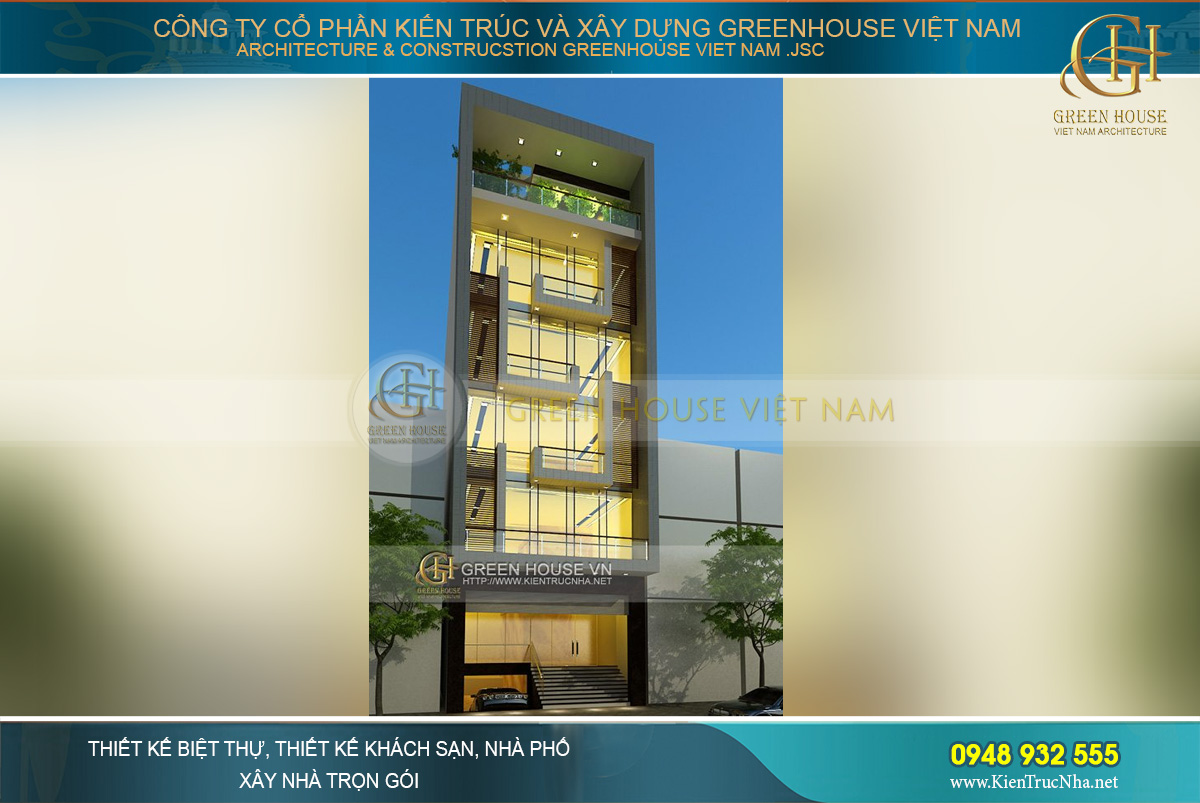 Kiến trúc sang trọng và bề thế của ngôi nhà phố 6 tầng kết hợp văn phòng