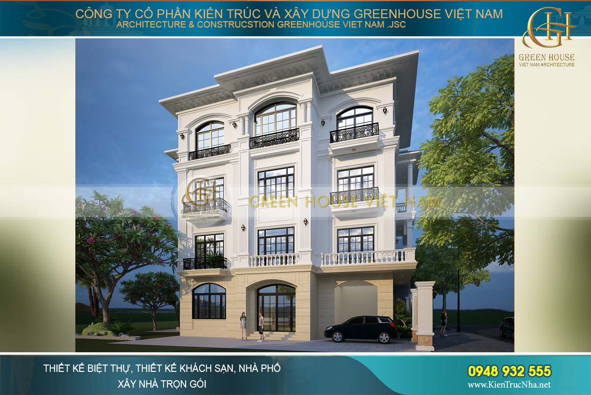 Hệ mái bằng với những đường diềm trang trí tinh xảo