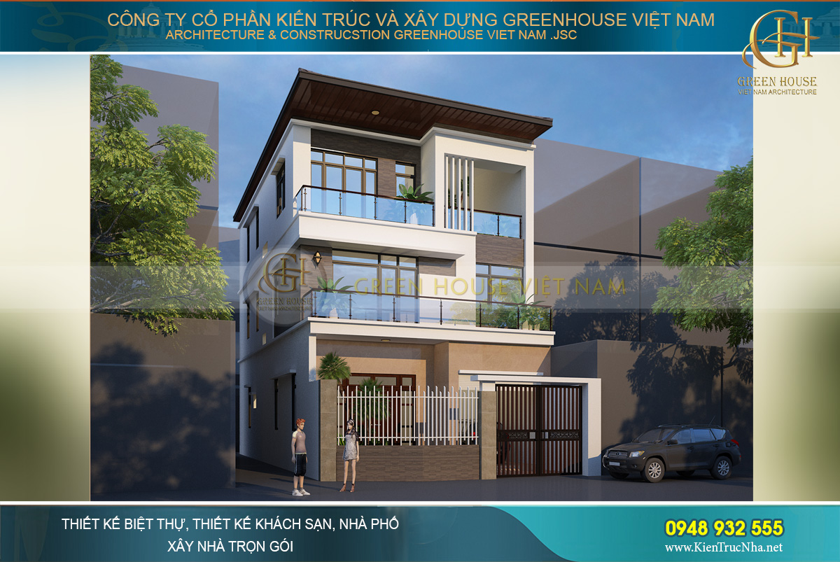 Nhà phố với toen màu vàng – trắng – nâu hiện đại, trẻ trung và nổi bật