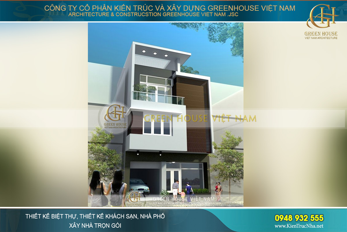 Phối cảnh kiến trúc cơ bản của ngôi nhà phố có thiết kế 3 tầng lầu của chủ đầu tư tại Hải Phòng