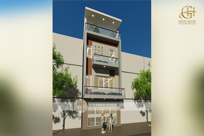 Ngôi nhà ống 4 tầng với thiết kế mặt tiền khang trang, hiện đại và cao cấp