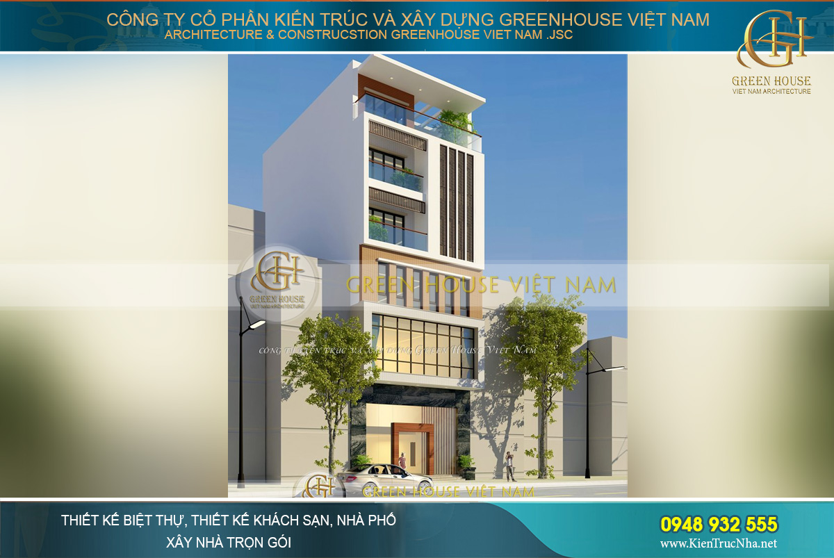 Mẫu nhà phố 6 tầng với kiến trúc hiện đại tại thành phố Hà Nội- Green House Việt Nam