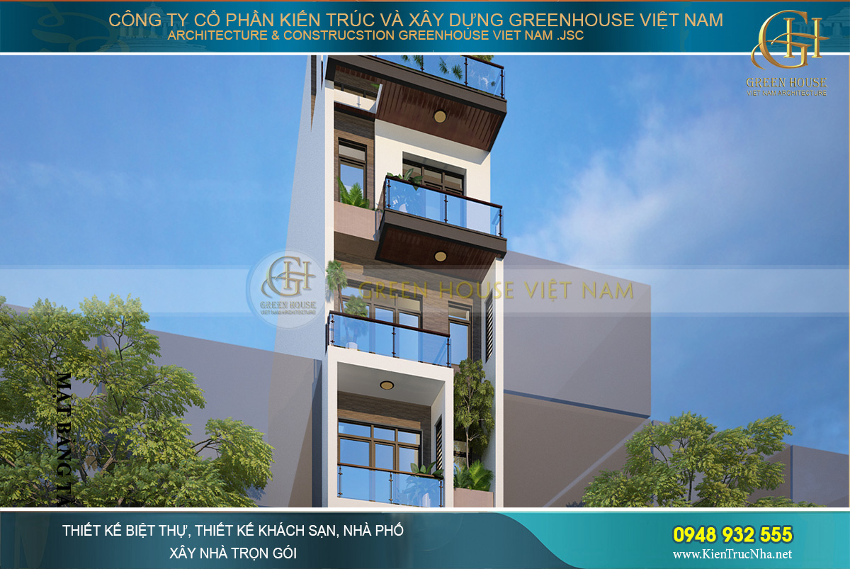 Green House Việt Nam thiết kế nhà phố hiện đại 6 tầng thu hút
