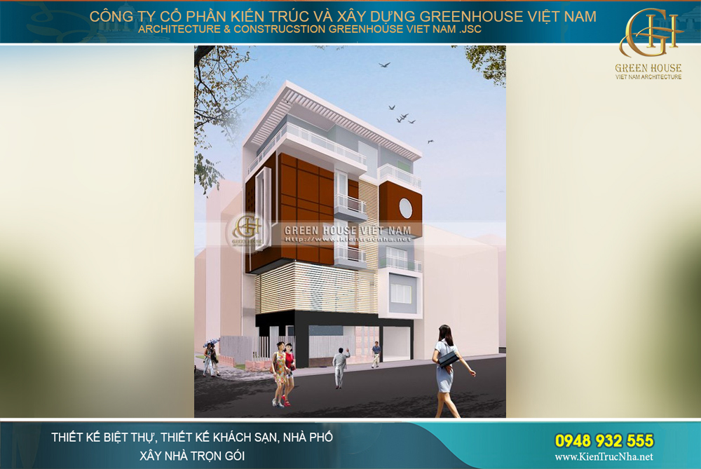 Mẫu nhà ống 5 tầng hai mặt tiền hiện đại cực thu hút