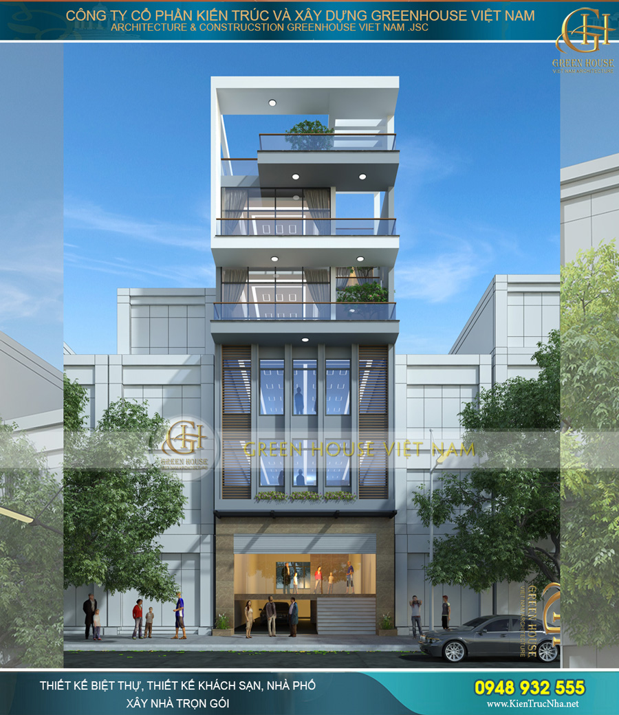 Mẫu nhà phố hiện đại kết hợp văn phòng kinh doanh đẹp, tinh tế