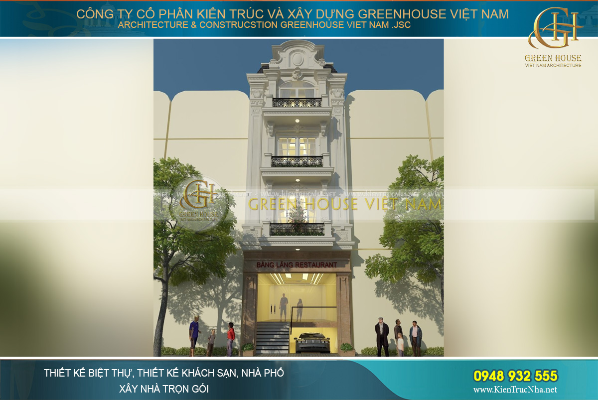 Tổng quan thiết kế công trình nhà phố kết hợp kinh doanh nhà hàng theo phong cách cổ điển sang trọng