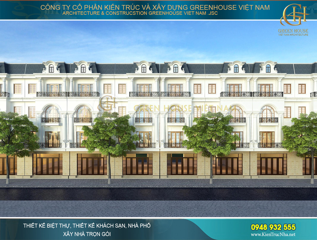 Khu nhà phố thương mại với mỗi căn nhà phố mặt tiền 9m