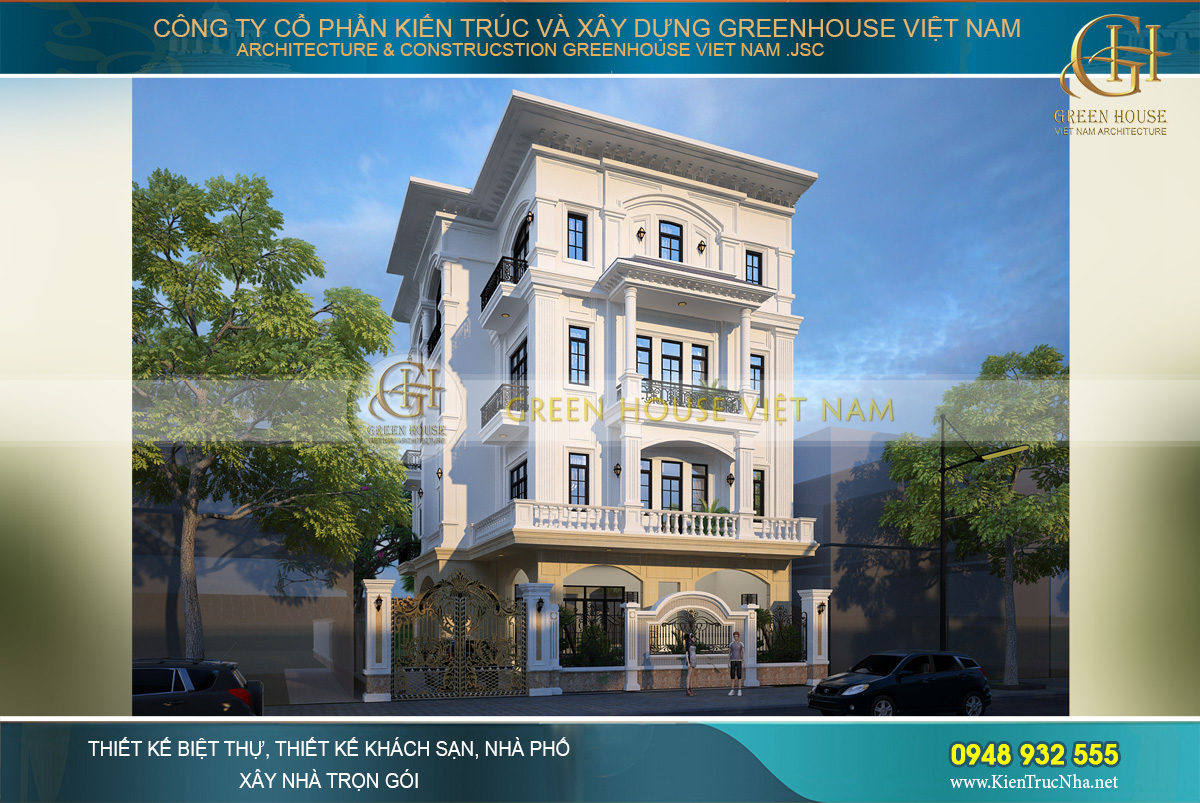 Hệ thống cổng chính và tường rào tôn thêm vẻ đẹp hoàng gia cổ điển cho biệt thự