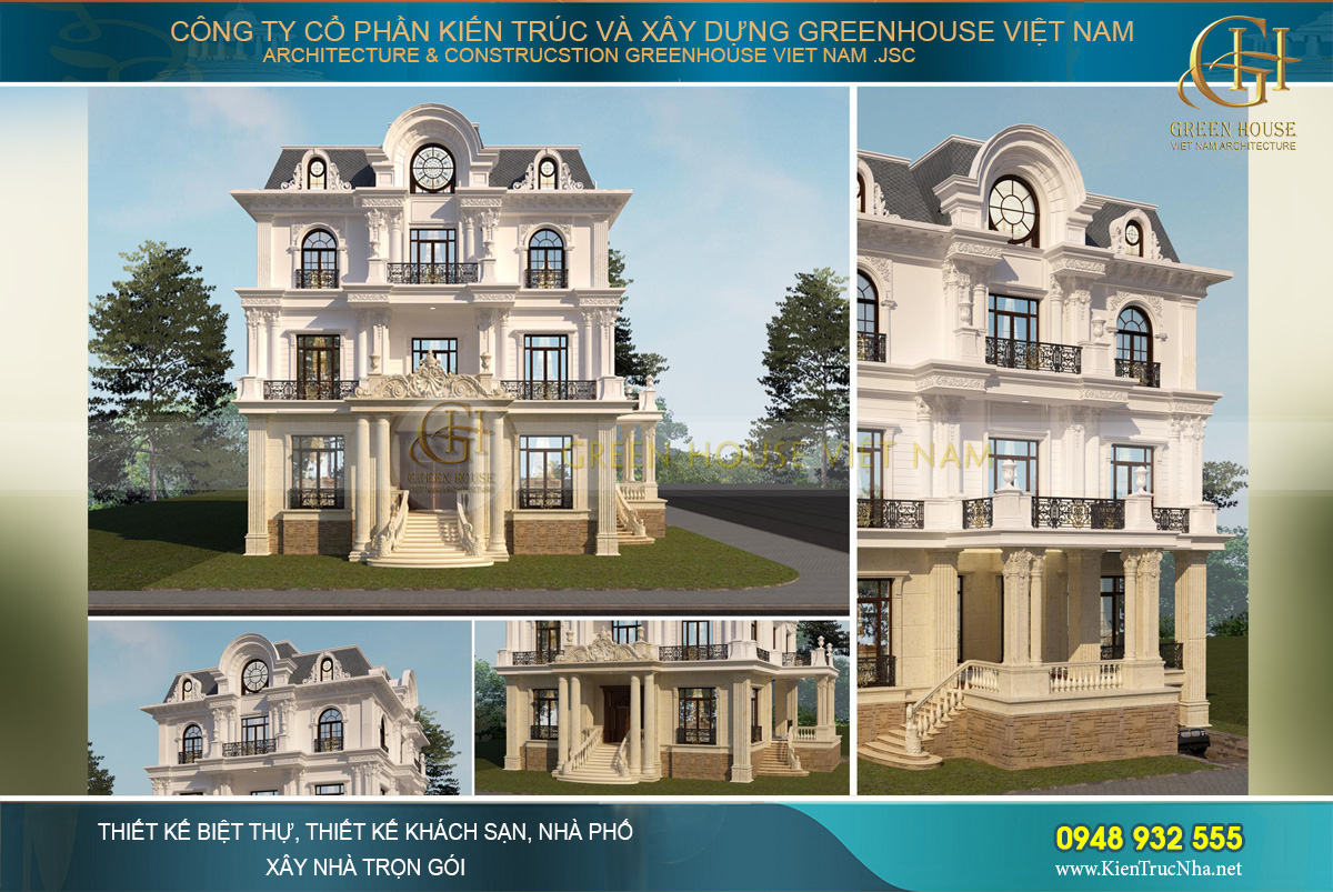 Góc nhìn cận cảnh các chi tiết kiến trúc của biệt thự tân cổ điển 3 tầng