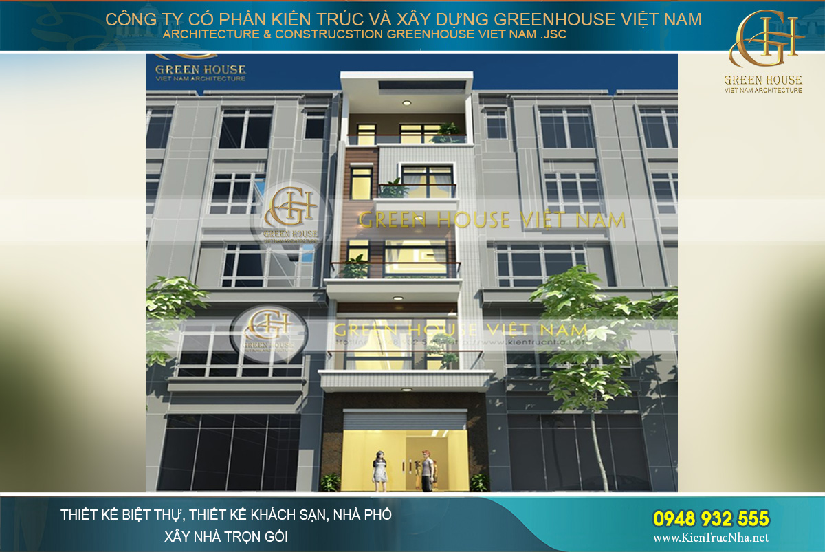 Vẻ đẹp hiện đại và sự cuốn hút ấn tượng trong không gian kiến trúc mặt tiền nhà phố 6 tầng tại Bắc Giang