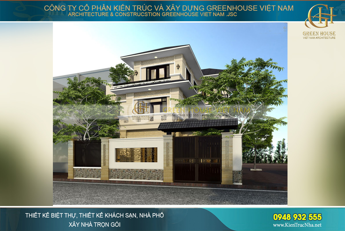 Mẫu thiết kế, cải tạo biệt thự 3 tầng hiện đại hình chữ L tại Hà Nội