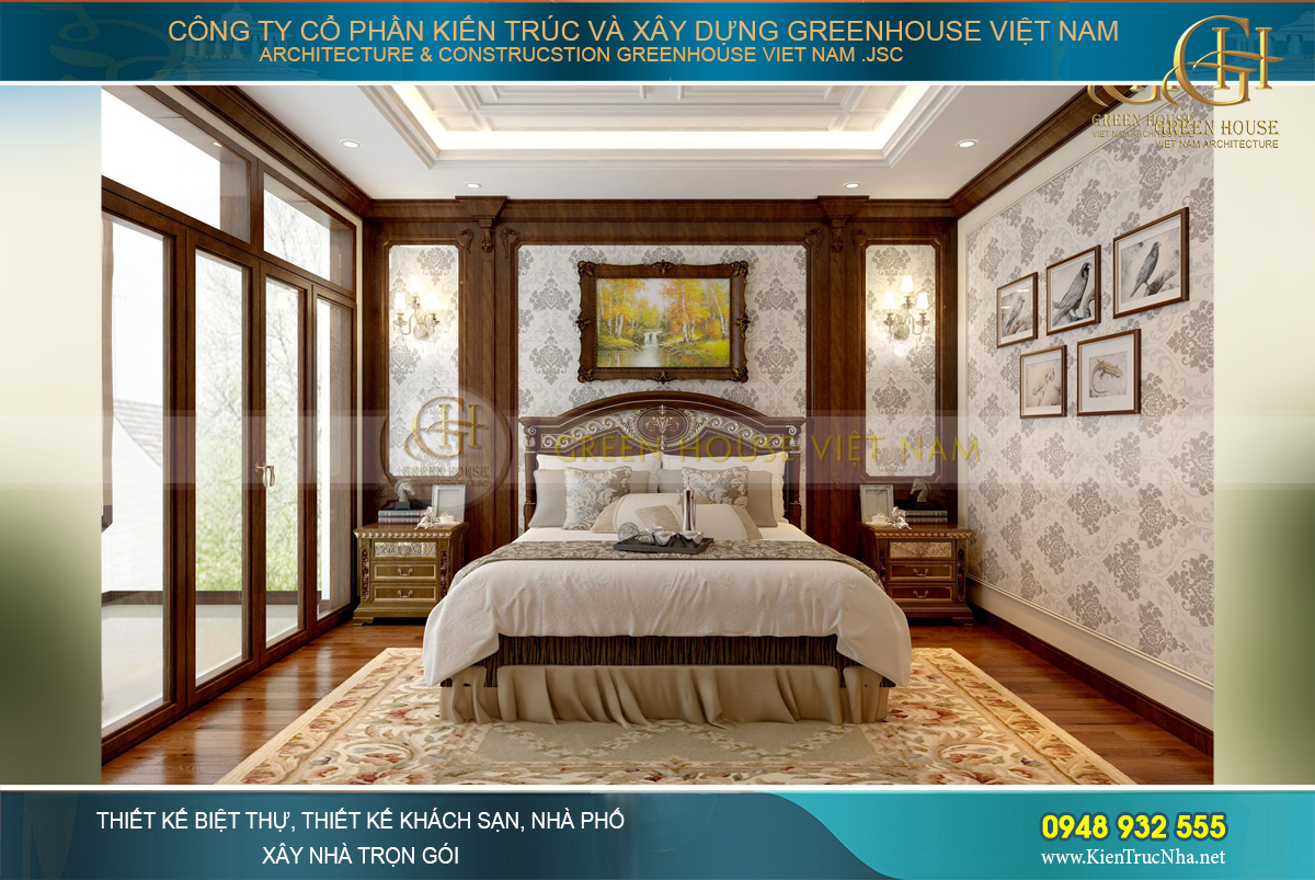 Một thiết kế nội thất phòng ngủ thiên về cổ điển và nghệ thuật