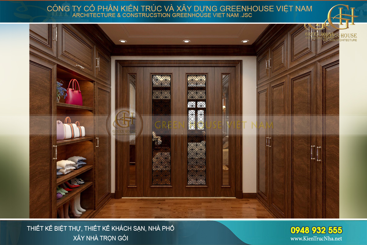 Không gian phòng thời trang của phòng ngủ master  thiết kế nội thất biệt thự tân cổ điển