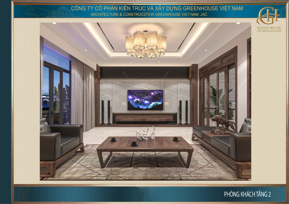 Không gian phòng khách tràn ngập ánh sáng với hệ thống cửa lớn