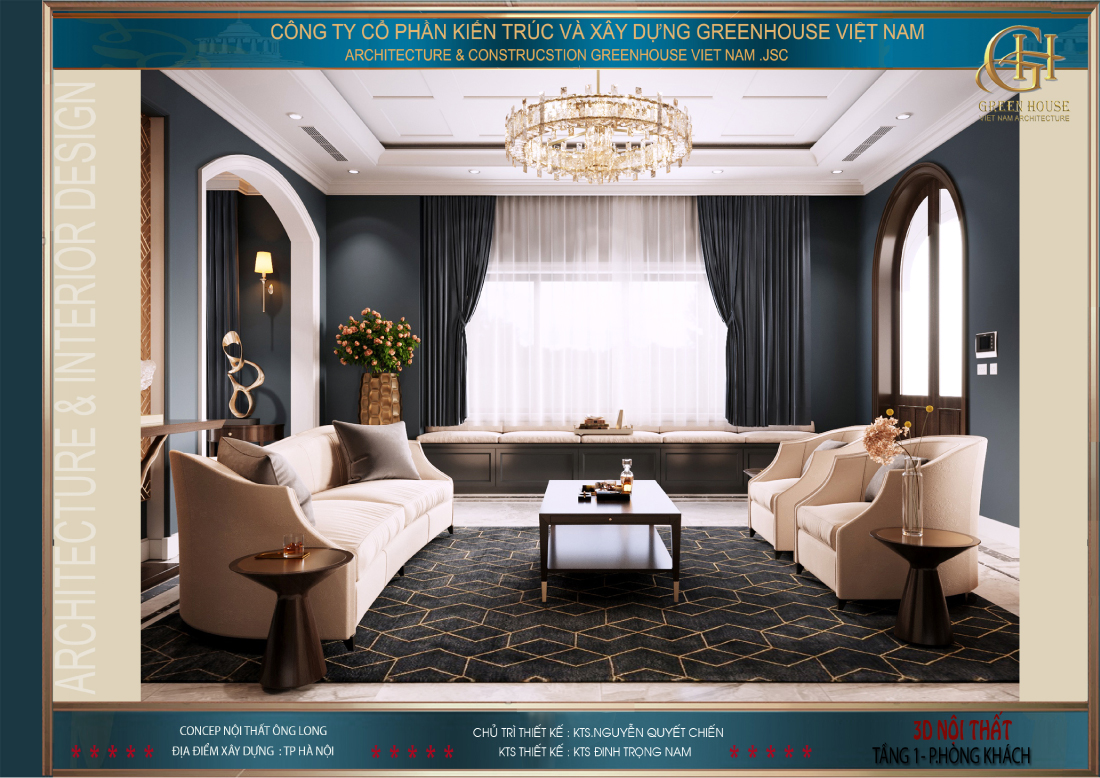 Thiết kế nội thất phòng khách luxury sang trọng, đầy ấn tượng