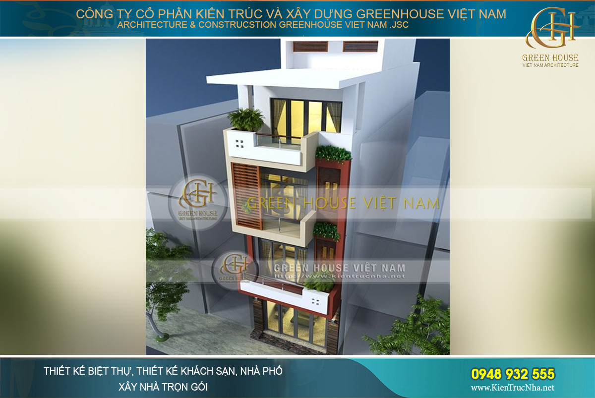 Tổng quan không gian mặt tiền khang trang, vẻ đẹp hiện đại của ngôi nhà phố 4 tầng