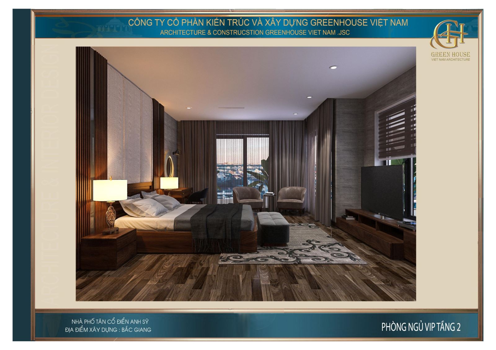 Phòng ngủ VIP của biệt thư hiện đại 3 tầng