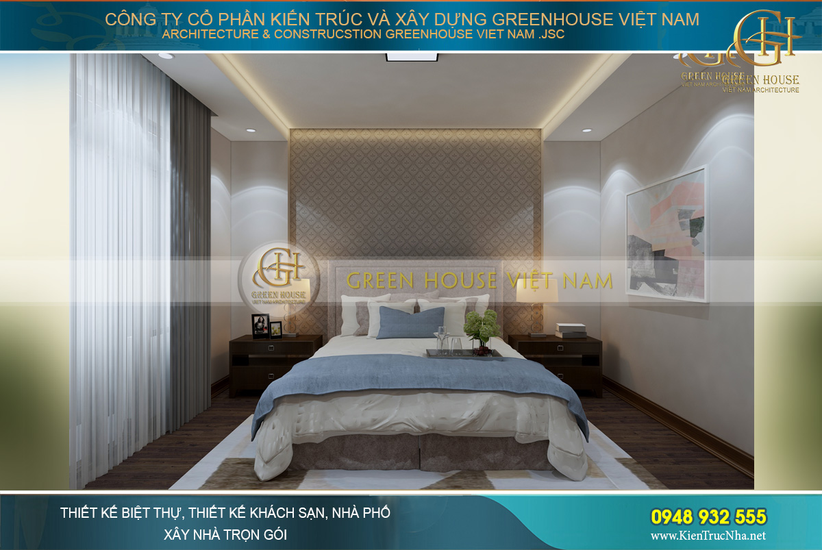 Thiết kế nội thất phòng ngủ master của nhà phố hiện đại 3 tầng tại Hà Nội