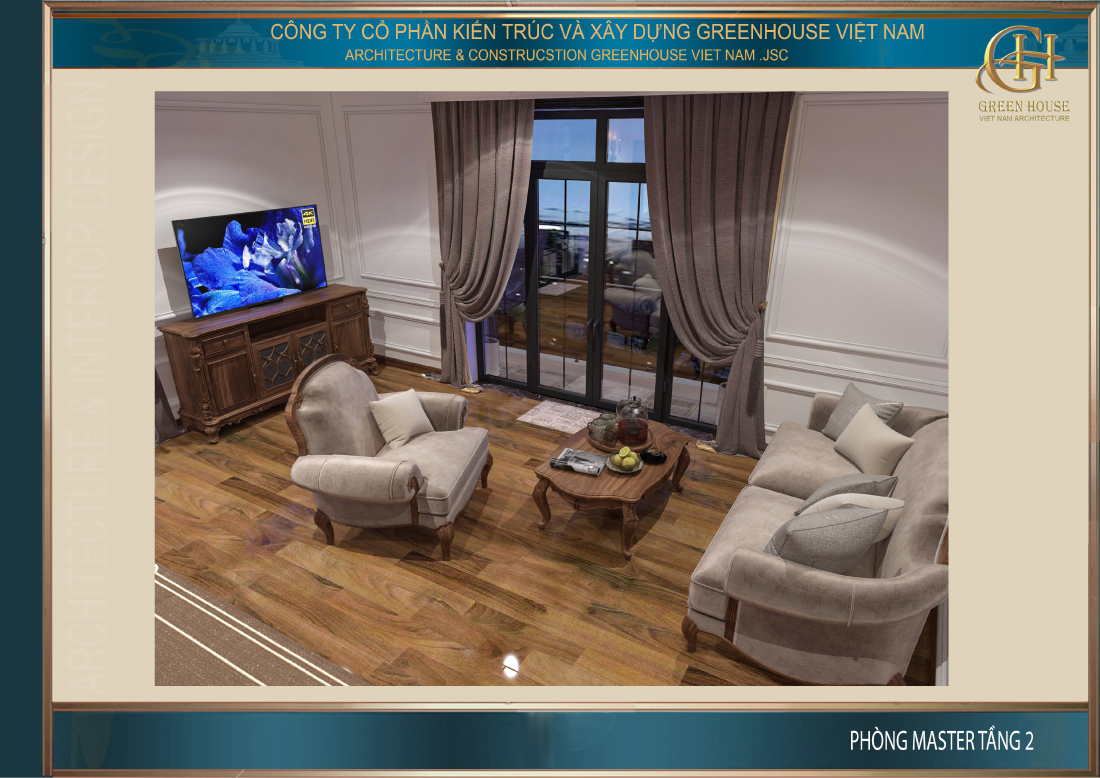 Bộ sofa nhỏ tại phòng ngủ để gia chủ có thể nghỉ ngơi hoặc thư giãn