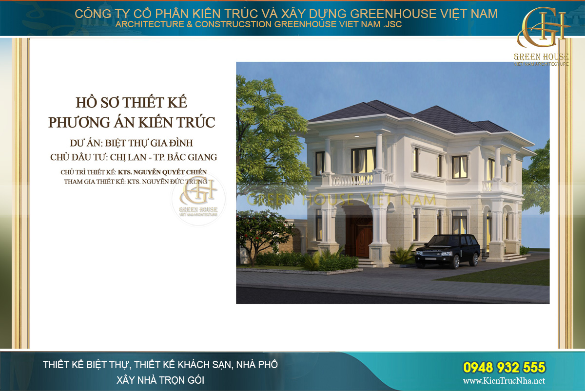 Thiết kế biệt thự tân cổ điển 2 tầng đơn giản nhưng tinh tế tại Bắc Giang