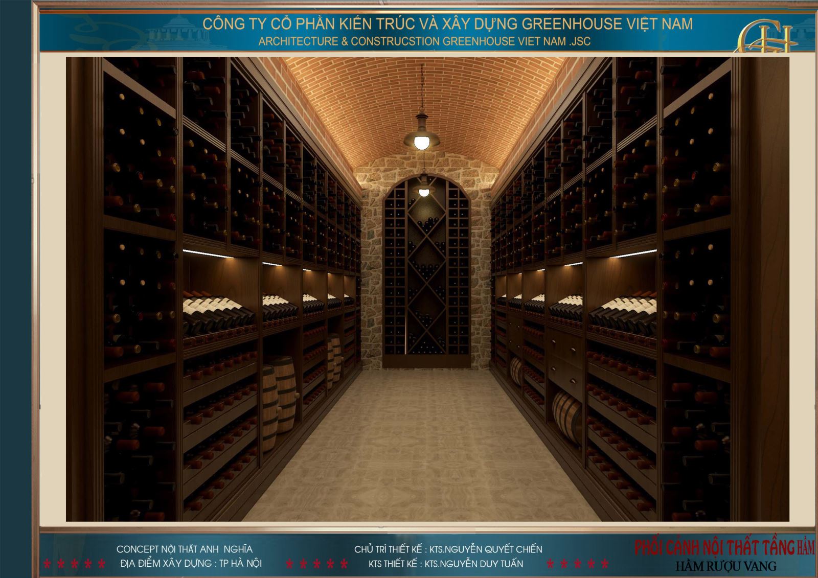Thiết kế hầm đưng rượu vang tại tầng hầm 