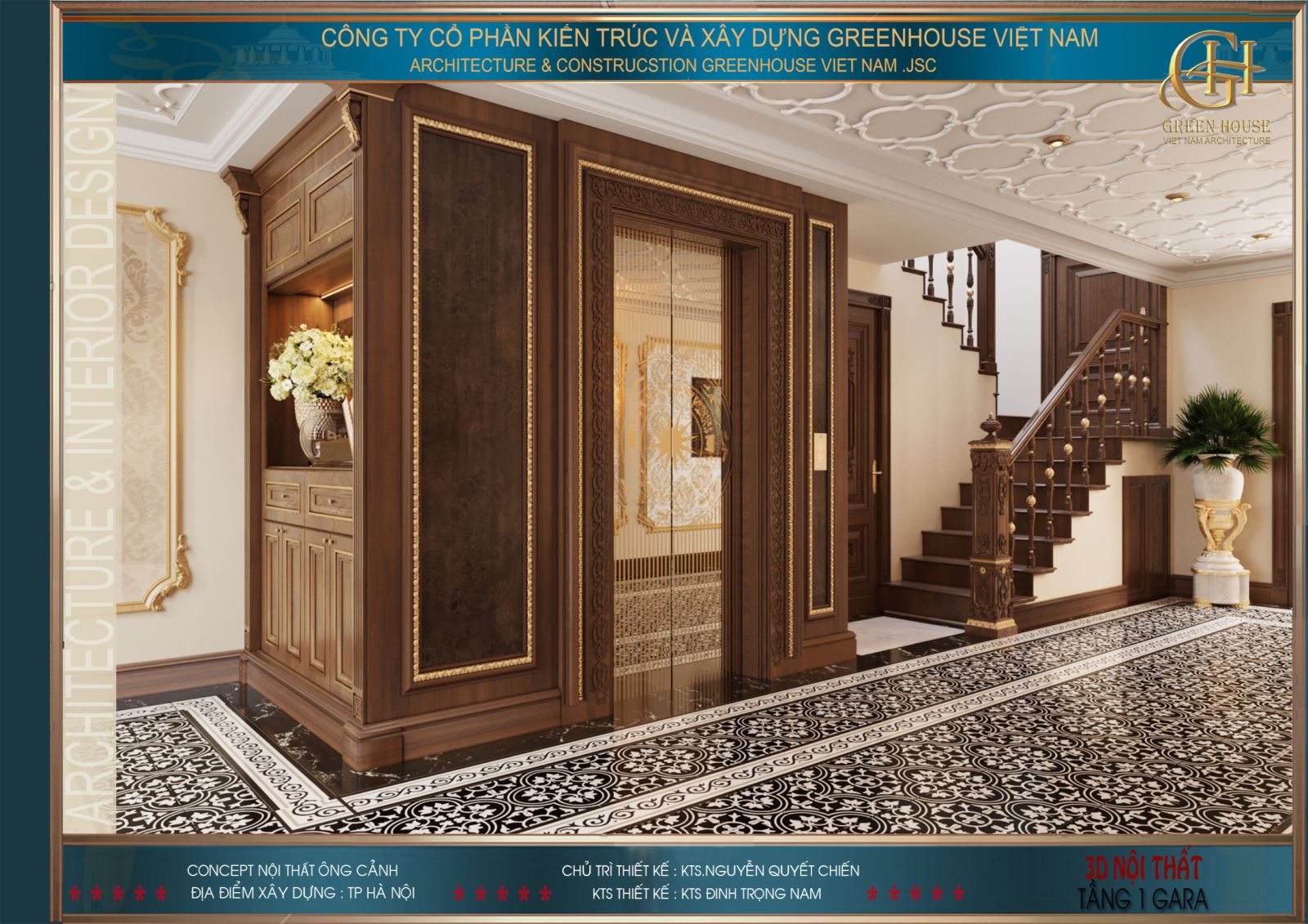 Bên trong là khu vực sảnh thang bộ, thang máy, phòng kho