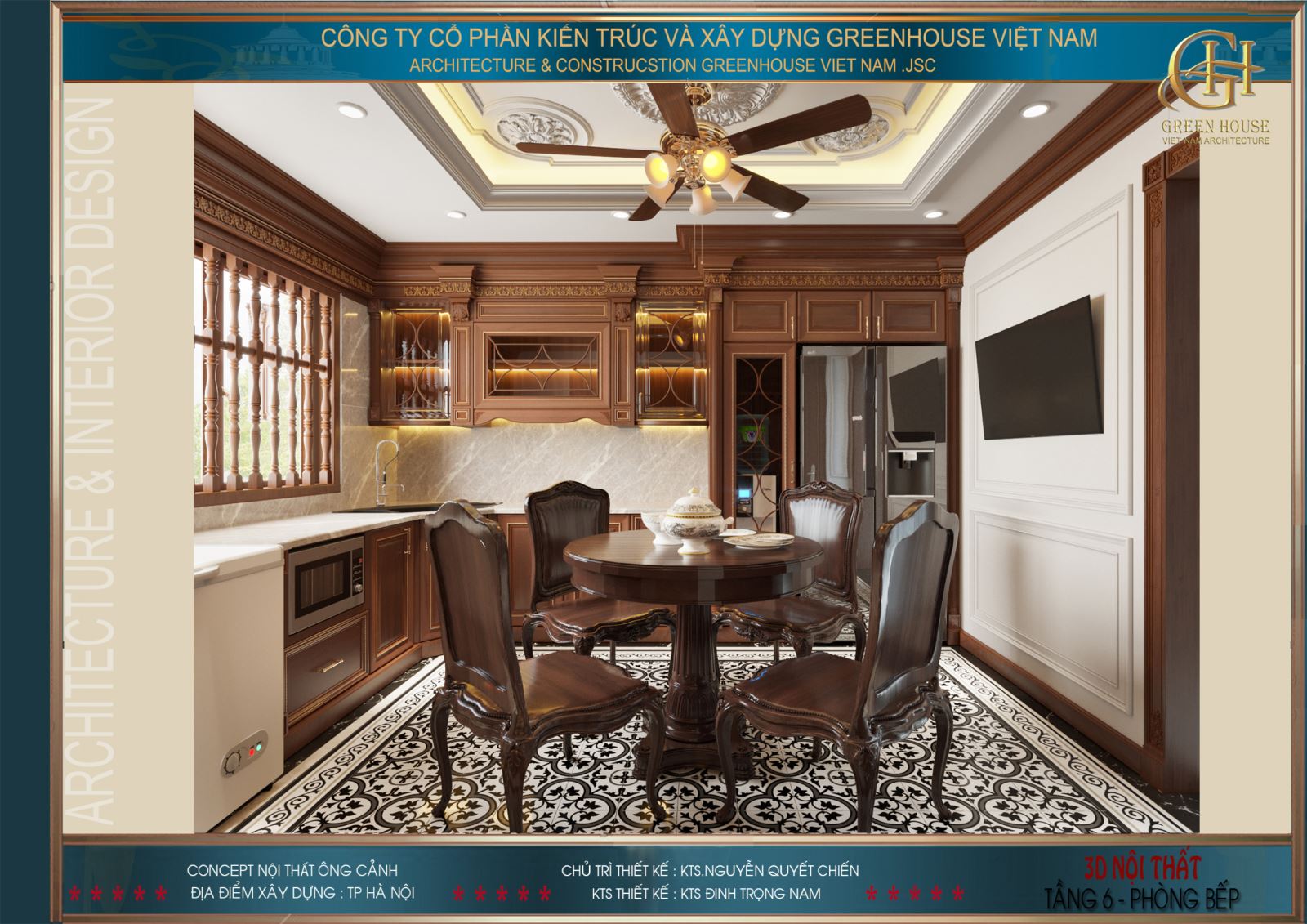 Không gian phòng bếp được thiết kế đơn giản hơn