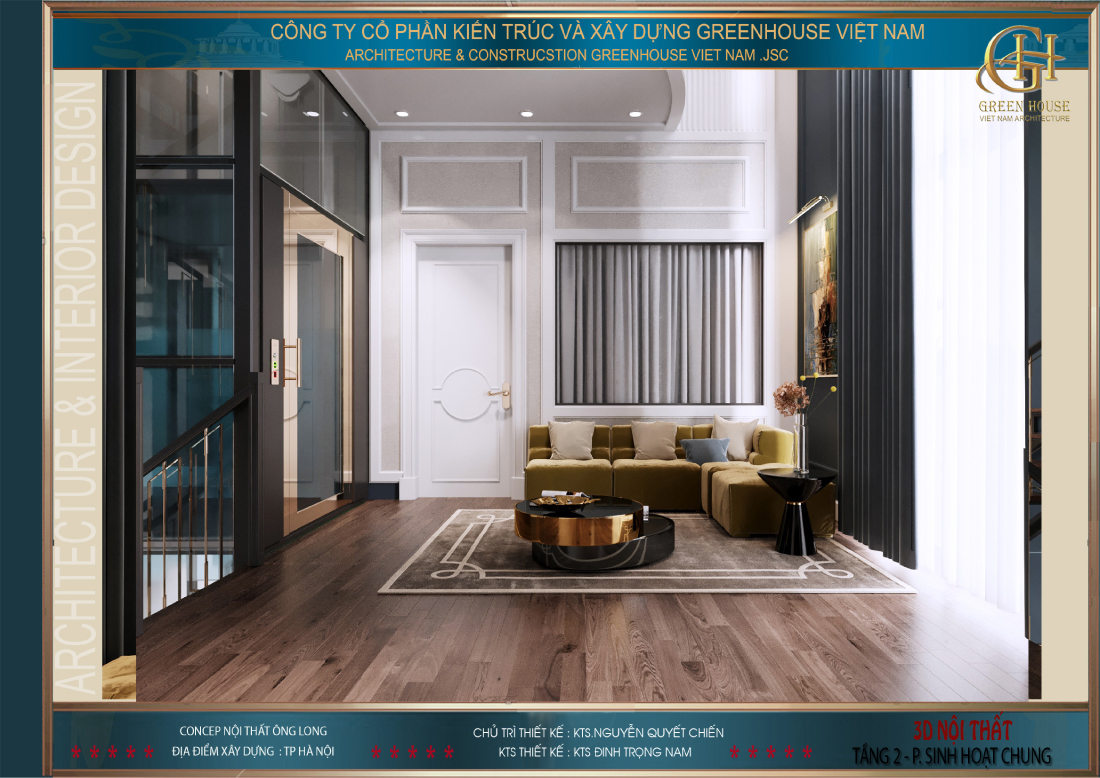 Thiết kế phòng sinh hoạt chung tại sảnh tầng 2 là không gian phù hợp cho cả gia đình quây quần