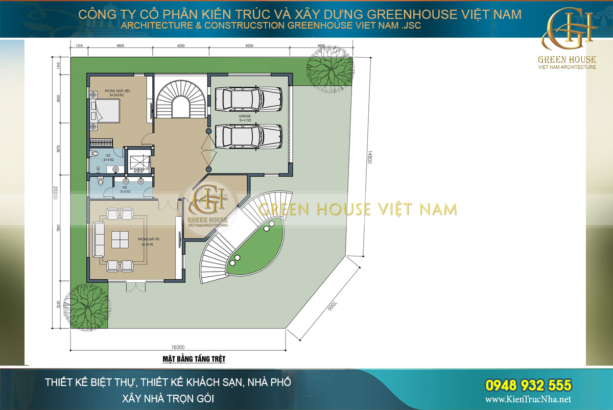 Thiết kế công năng sử dụng của tầng trệt biệt thự cổ điển 3 mặt tiền