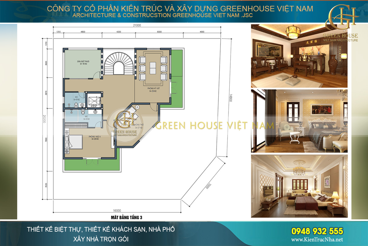 Tầng 4 được bố trí 1 phòng kỷ vật và phòng thờ tại vị trí phong thủy thuận lợi nhất