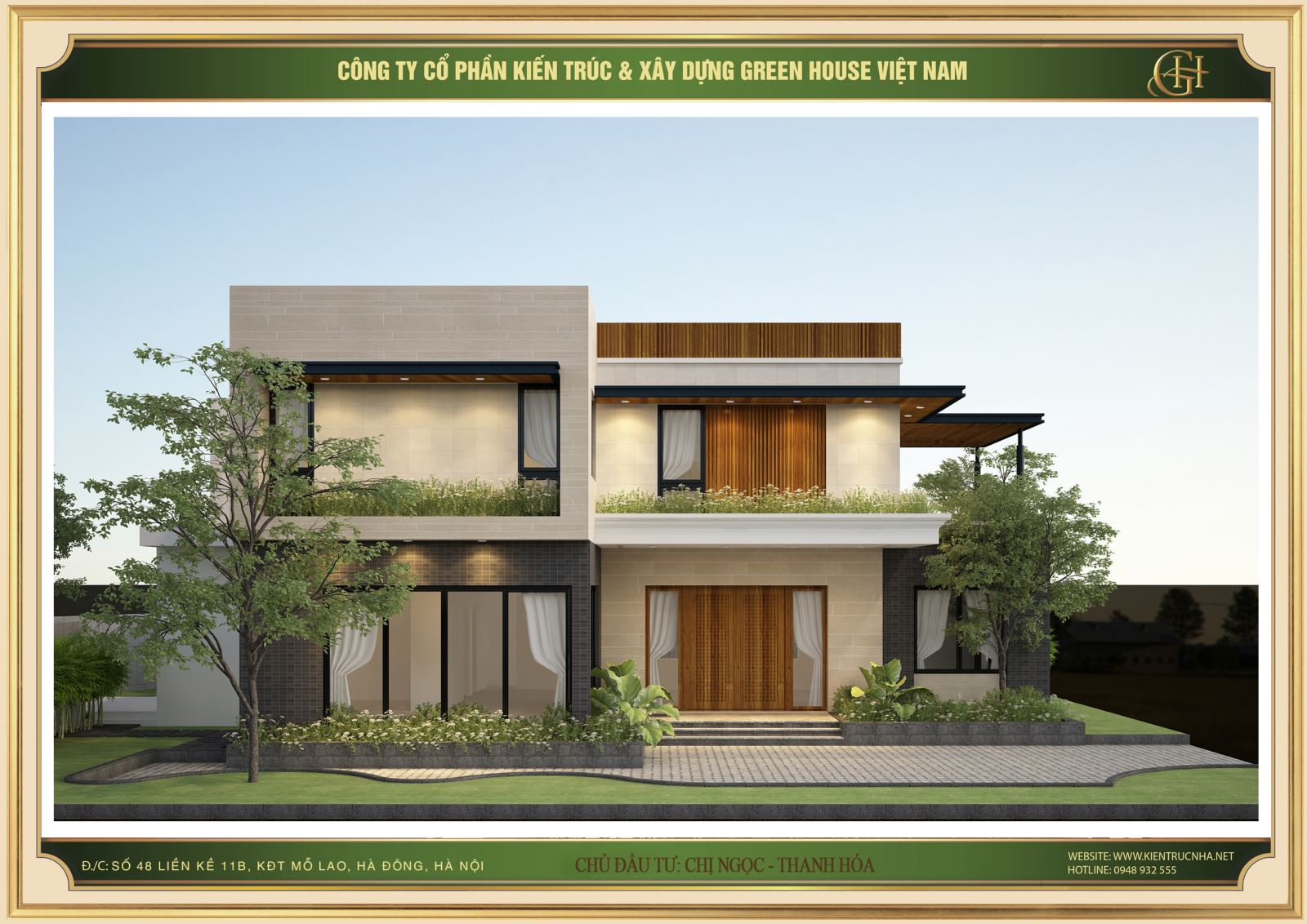 Mặt tiền biệt thự được xây dựng trên những nguyên – vật liệu xây dựng chất lượng cao, đảm bảo độ bền vững cùng thời gian