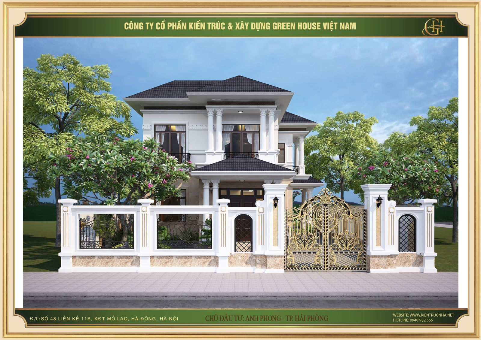 Biệt thự được sử dụng kết hợp màu trắng - nâu giúp mang đến tài vận và hậu lộc cho gia chủ