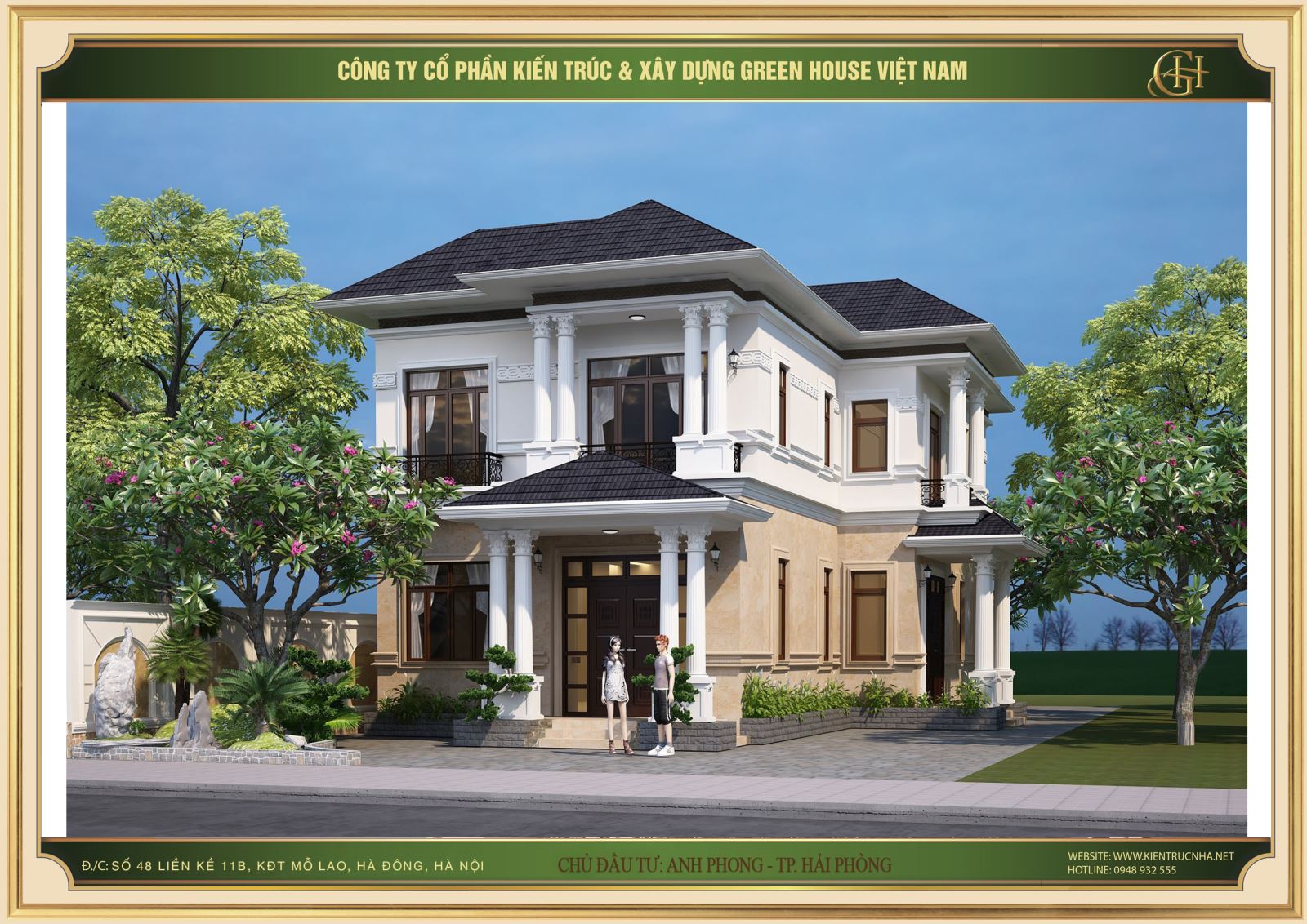 Biệt thự tân cổ điển sử dụng hệ thống cửa kính giúp tận dụng được ánh sáng tự nhiên