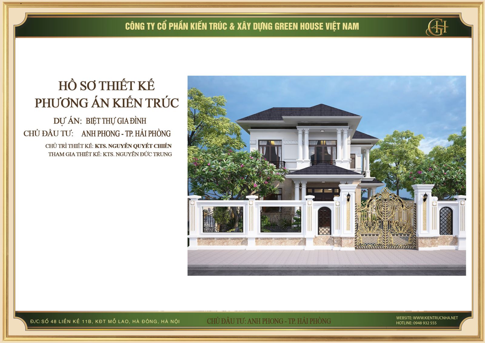 Thiết kế biệt thự 2 tầng tân cổ điển sang trọng tại Hải Phòng