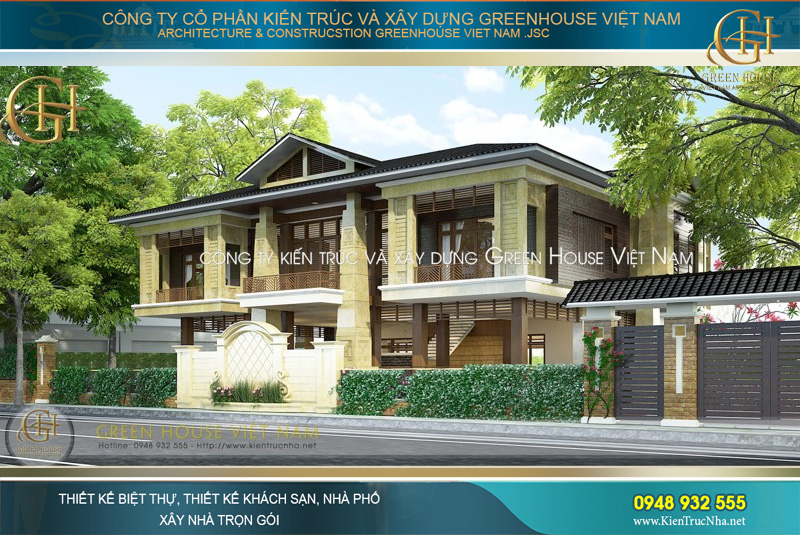 Thiết kế biệt thự phong cách Á Đông với những nét ảnh hưởng của kiến trúc Pháp