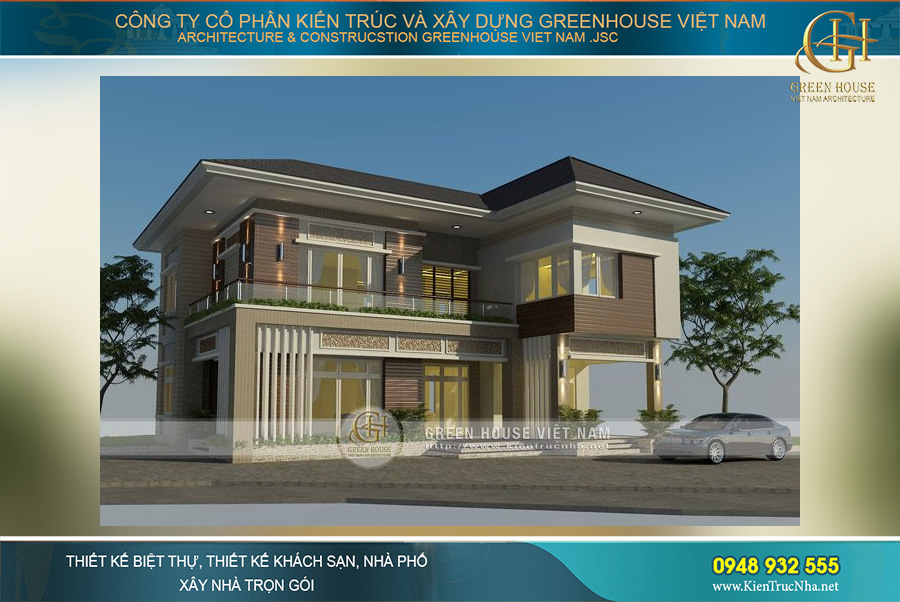 Không gian kiến trúc hiện đại đầy thu hút của ngôi biệt thự phố 2 tầng