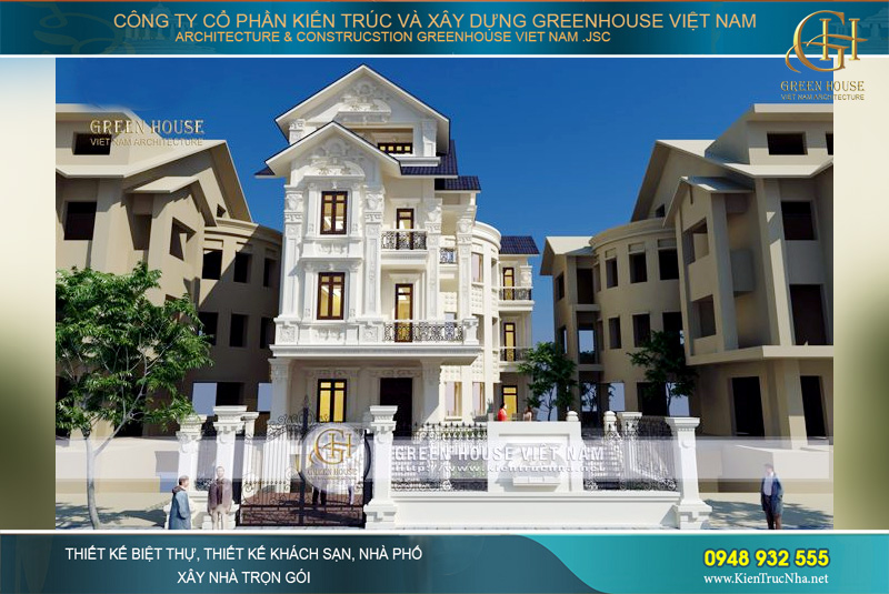 Phối cảnh mặt tiền của công trình biệt thự cổ điển đẹp như tòa lâu đài trong cổ tích