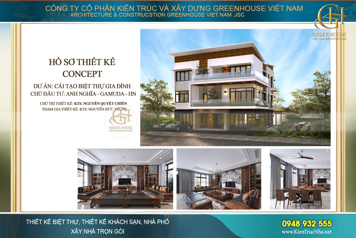 Dự án cải tạo biệt thự hiện đại 3 tầng nhà Anh Nghĩa tại Hà Nội