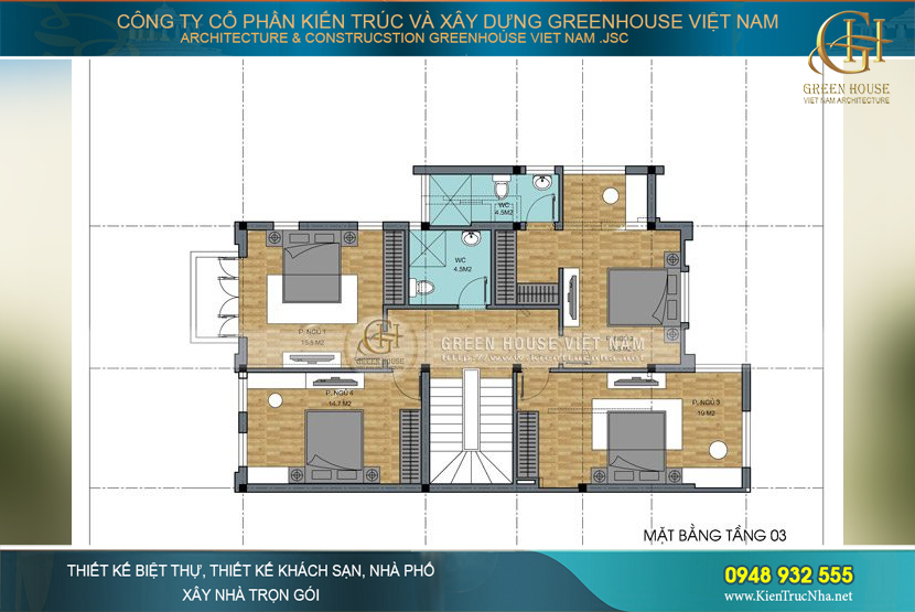 Phòng ngủ được bố trí cùng nhà vệ sinh khép kín, tiện lợi