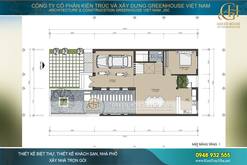 Không gian mặt tiền 9m được thiết kế với vẻ đẹp hiện đại, thu hút