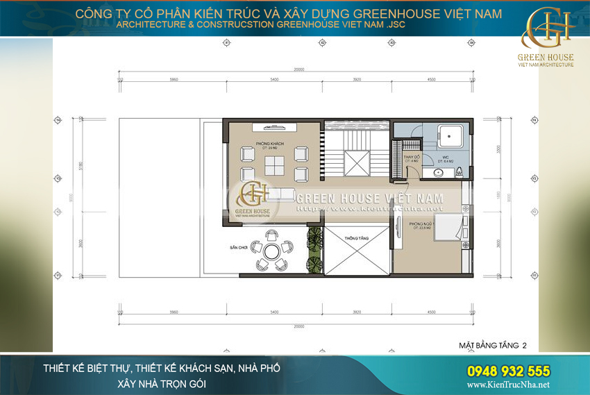 Không gian sinh hoạt chính của gia đình được đặt tại tầng 2