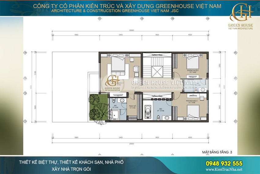 Mỗi phòng ngủ đều được bài trí không gian nhà vệ sinh riêng để đảm bảo nhu cầu sinh hoạt cá nhân