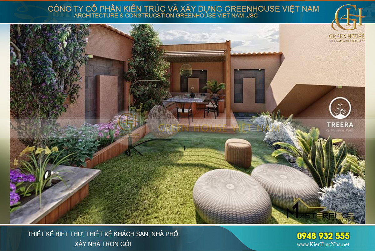 Mẫu biệt thự sân vườn kết hợp không gian nghỉ dưỡng 
